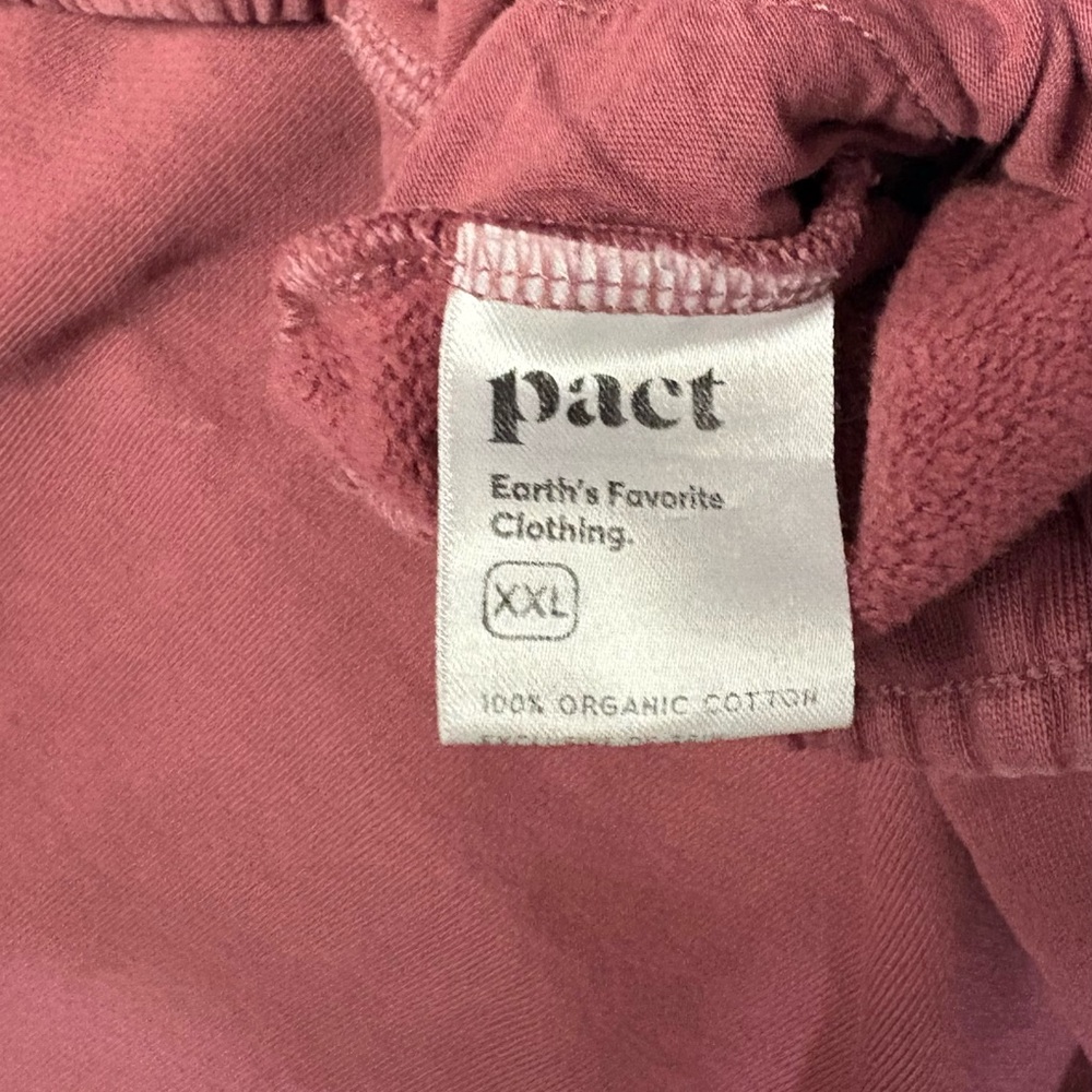 PACT 2XL Joggers 100% Organic Cotton Pink Mauve Downtown Sweatpants 27” Inseam - Picture 7 of 10